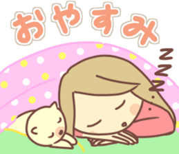 Sticker of girl and dog sticker #14077908