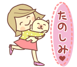 Sticker of girl and dog sticker #14077923