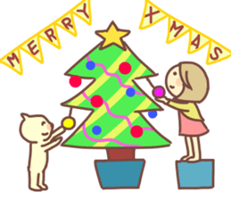 Sticker of girl and dog sticker #14077928