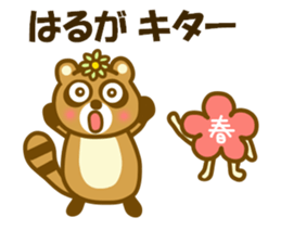 Winter and spring raccoon dog sticker #14079824