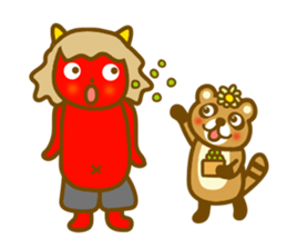 Winter and spring raccoon dog sticker #14079833