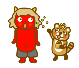 Winter and spring raccoon dog sticker #14079833