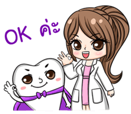 Happy lovely dentist and smart tooth sticker #14114951