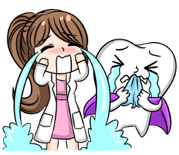 Happy lovely dentist and smart tooth sticker #14114958