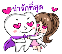 Happy lovely dentist and smart tooth sticker #14114964