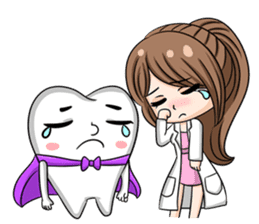 Happy lovely dentist and smart tooth sticker #14114966