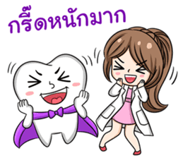 Happy lovely dentist and smart tooth sticker #14114976