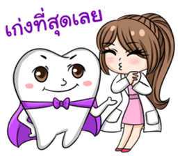 Happy lovely dentist and smart tooth sticker #14114977