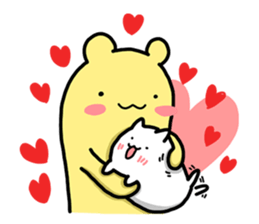 white creature and yellow creature 02 sticker #14132097