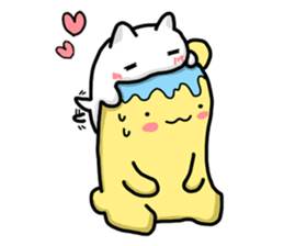 white creature and yellow creature 02 sticker #14132099