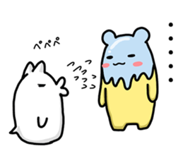 white creature and yellow creature 02 sticker #14132119