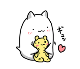 white creature and yellow creature 02 sticker #14132125