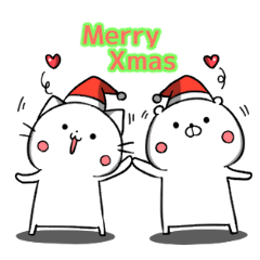 Polar bear cat and Christmas sticker