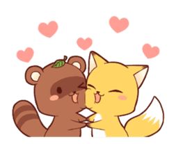 Tanuki & Fox animated sticker #14155934