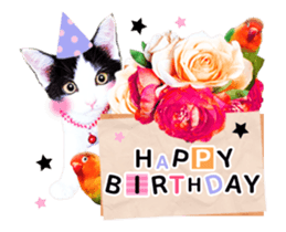 Animation Photo Sticker!Cat&Lovebird sticker #14163254