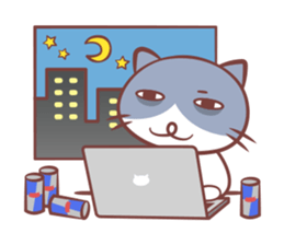 Hard work Cat Sticker sticker #14176982