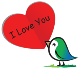 Bird with greeting card sticker #14181752