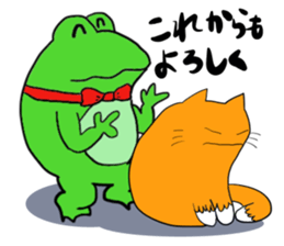 Cat & frog 12 sticker #14195050