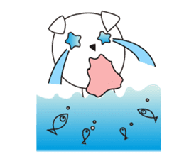 Fold ear white sticker #14198430