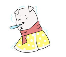 Fold ear white sticker #14198444