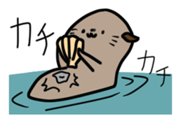 Cute sea otter sticker sticker #14223085