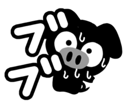 Black cute pig sticker #14227011
