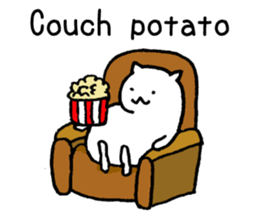 White cat teaches English lesson! sticker #14236680