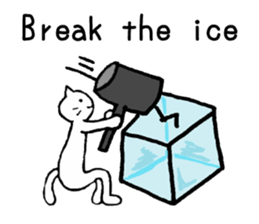 White cat teaches English lesson! sticker #14236688