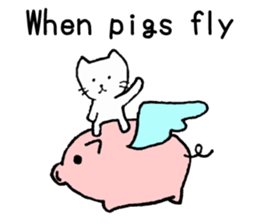 White cat teaches English lesson! sticker #14236690