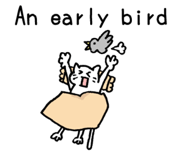 White cat teaches English lesson! sticker #14236691