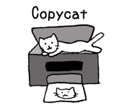 White cat teaches English lesson! sticker #14236696