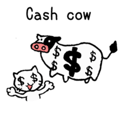 White cat teaches English lesson! sticker #14236697