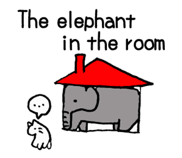 White cat teaches English lesson! sticker #14236698