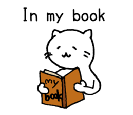 White cat teaches English lesson! sticker #14236699