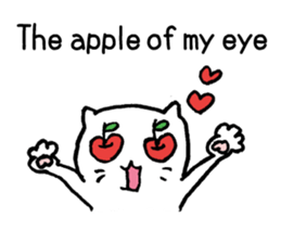 White cat teaches English lesson! sticker #14236701