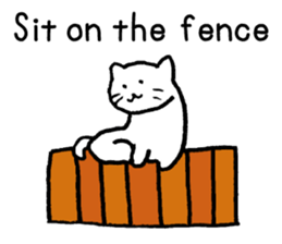 White cat teaches English lesson! sticker #14236702