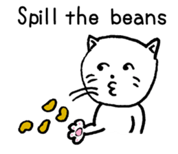 White cat teaches English lesson! sticker #14236704