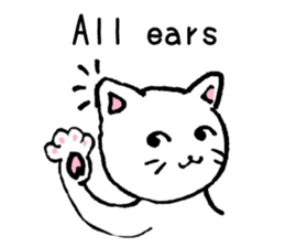 White cat teaches English lesson! sticker #14236705