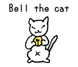 White cat teaches English lesson! sticker #14236711