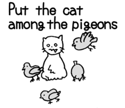 White cat teaches English lesson! sticker #14236712