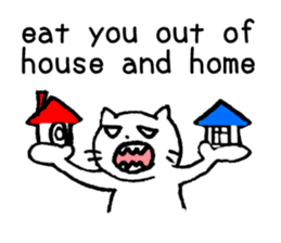 White cat teaches English lesson! sticker #14236716