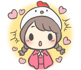 Bird hat girl sticker #14243096