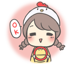 Bird hat girl sticker #14243102