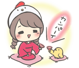 Bird hat girl sticker #14243127