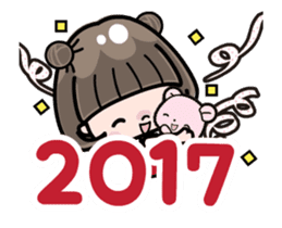Cute girl with bobbed hair - New Year - sticker #14249024