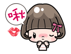 Cute girl with bobbed hair - New Year - sticker #14249042