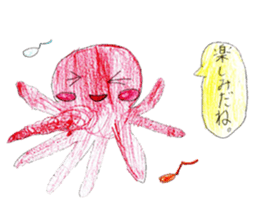 Cat and octopus and its companions sticker #14254623