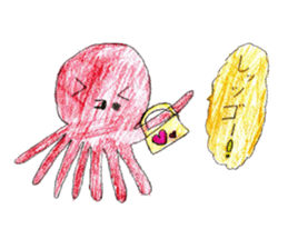 Cat and octopus and its companions sticker #14254625