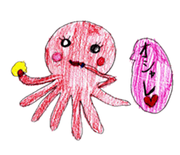 Cat and octopus and its companions sticker #14254626