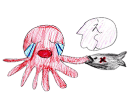 Cat and octopus and its companions sticker #14254631